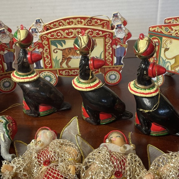 Kurt Adler Circus Train Seal Lion Acrobat Ornament 1991 Performance 14 Piece Set - Picture 5 of 8